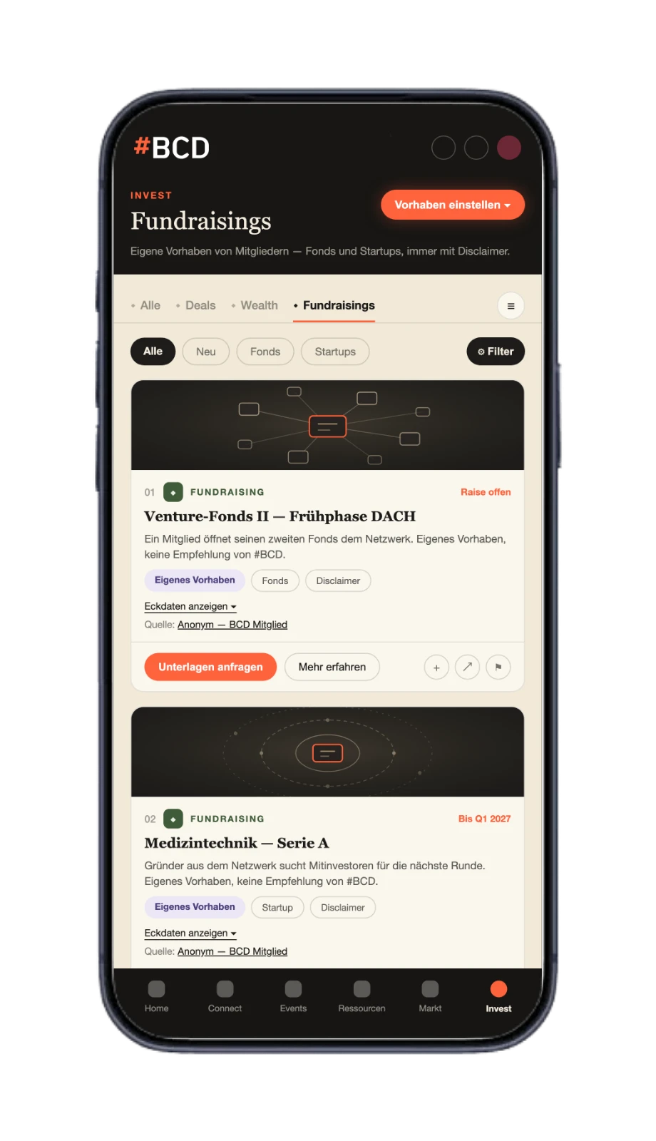 Fundraisings von Mitgliedern in der #BCD-App