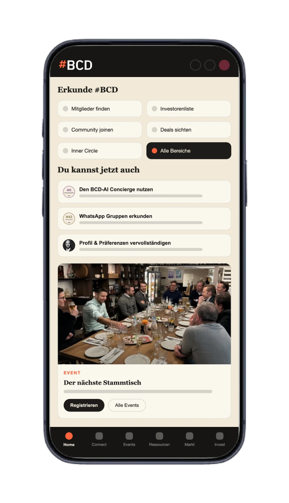 Die #BCD App: Startseite